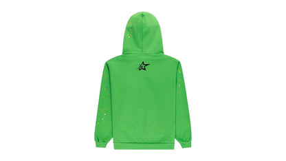 Sp5der Punk V2 Rhinestone Hoodie Bright Green