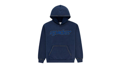 Sp5der Punk V3 Studded Hoodie Blue