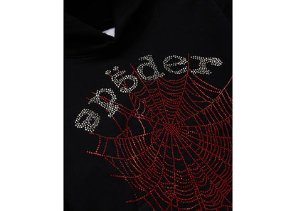 Sp5der Rhinestone OG Web V2 Hoodie Black