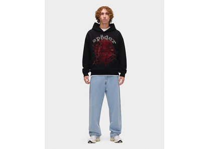 Sp5der Rhinestone OG Web V2 Hoodie Black