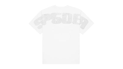 Sp5der Rhinestone Silk Tee White