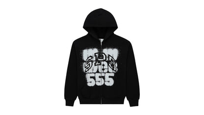 Sp5der SP555 Zip Hoodie Black
