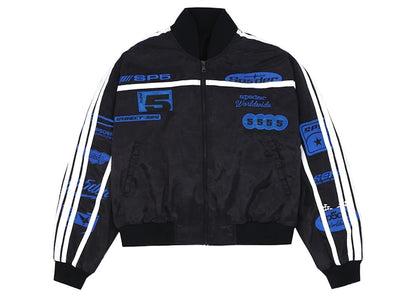 Sp5der Satin Bomber Jacket Black
