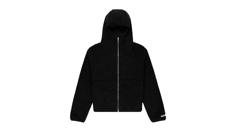 Sp5der Teddy Fleece Zip Up Sweatshirt Black