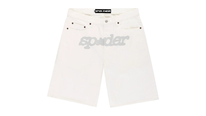Sp5der V3 Logo Denim Short White