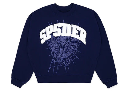 Sp5der Varsity Web Crewneck Navy