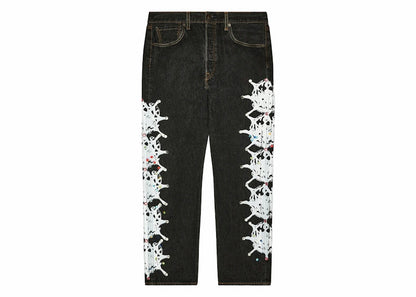 Sp5der Vintage Web And Stone Denim Pant Black