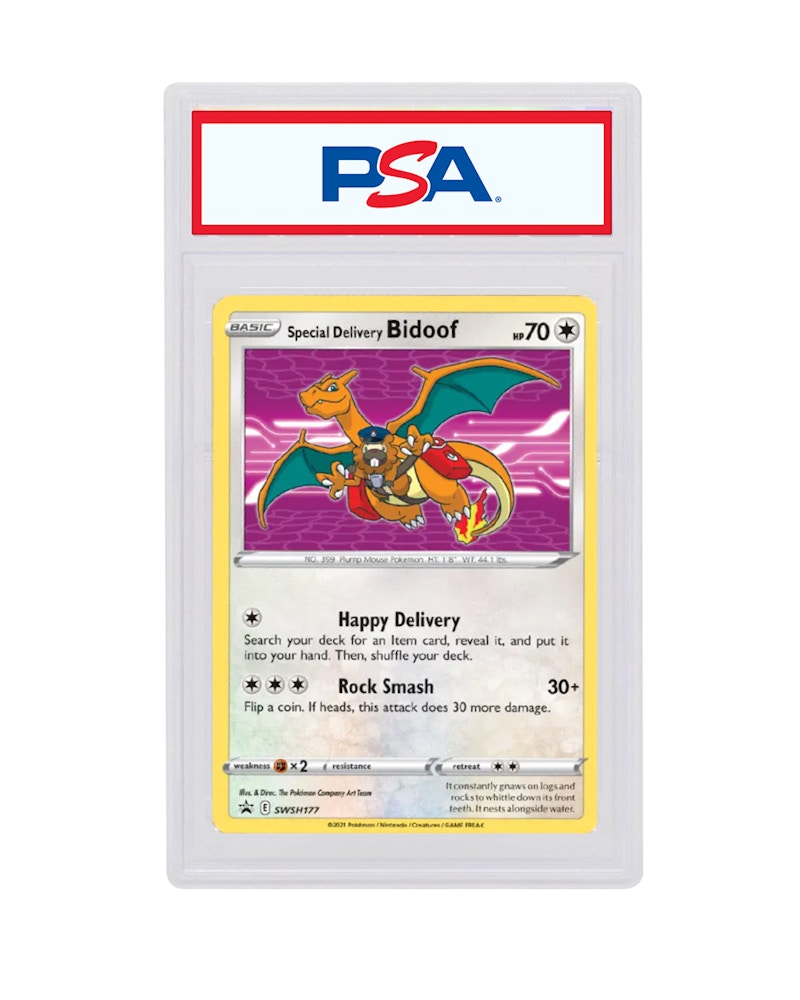 Special Delivery Bidoof 2021 Pokémon TCG Black Star Promos Bidoof Day Holo #177 (PSA or BGS Graded)