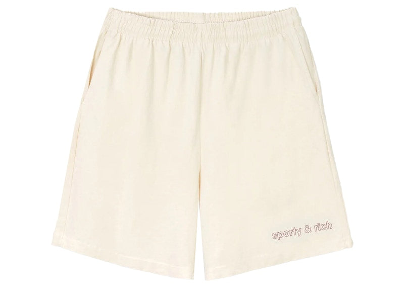 Sporty & Rich Avant Garde Logo Gym Short Cream/Merlot