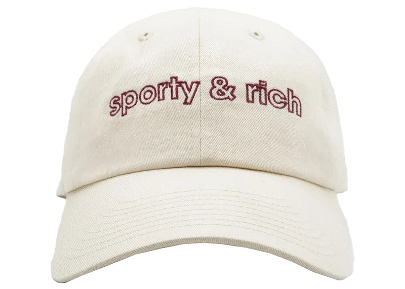 Sporty & Rich Avant Garde Logo Hat Cream/Merlot