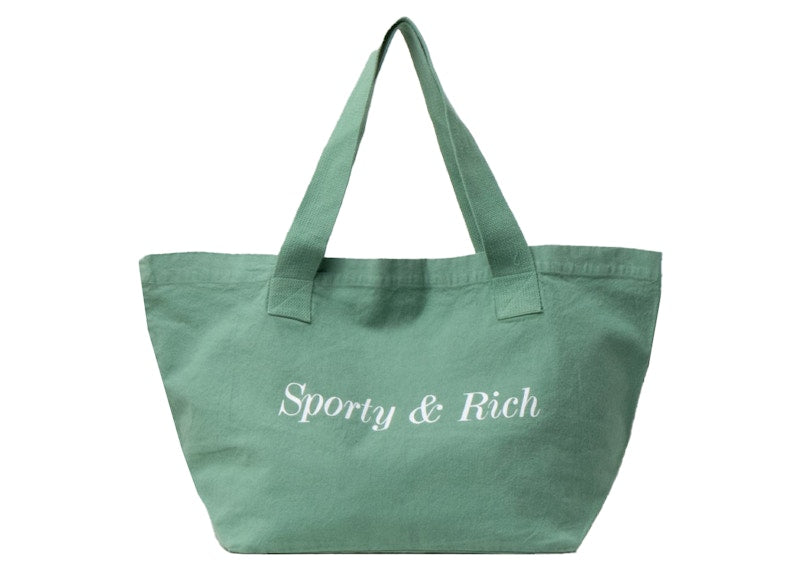 Sporty & Rich Classic Logo Tote Pistachio/White
