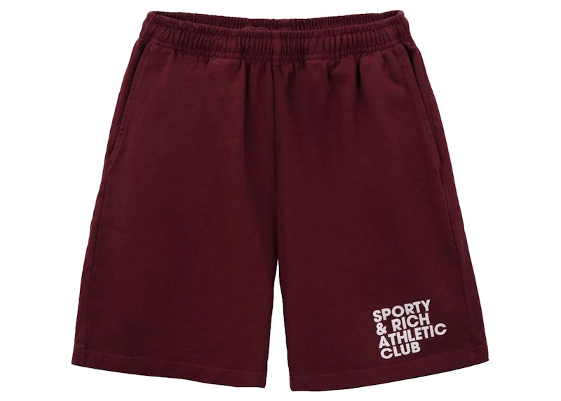 Sporty & Rich Exercise Often Gym Short Merlot/White
