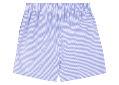 Sporty & Rich Hotel du Cap Cursive Poplin Short Blue Stiped