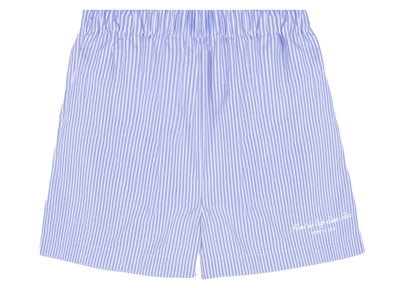 Sporty & Rich Hotel du Cap Cursive Poplin Short Blue Stiped