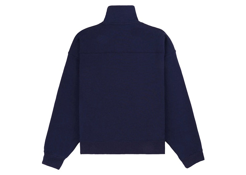 Sporty & Rich Hotel du Cap Cursive Quarter Zip Navy/White