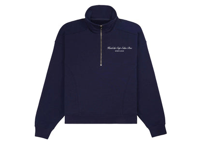 Sporty & Rich Hotel du Cap Cursive Quarter Zip Navy/White