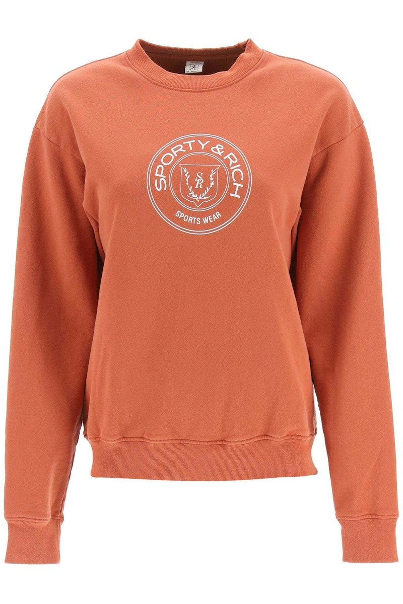 Sporty & Rich Monaco Crewneck Sweatshirt Rust Orange/White