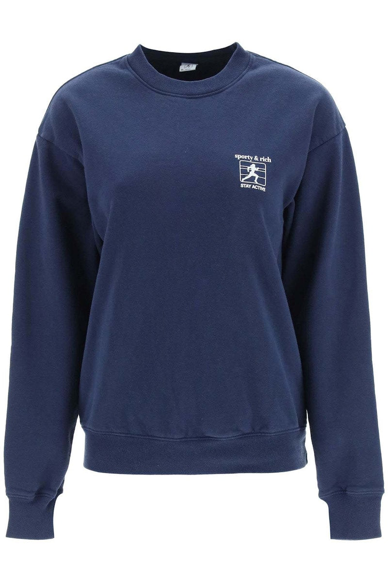 Sporty & Rich Stay Active Crewneck Sweatshirt Blue