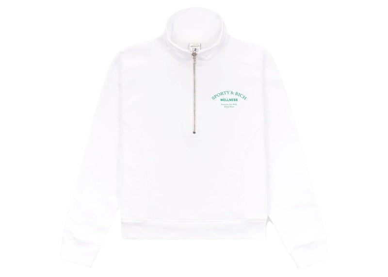 Sporty & Rich Wellness Studio Quarter Zip White/Jolly Green