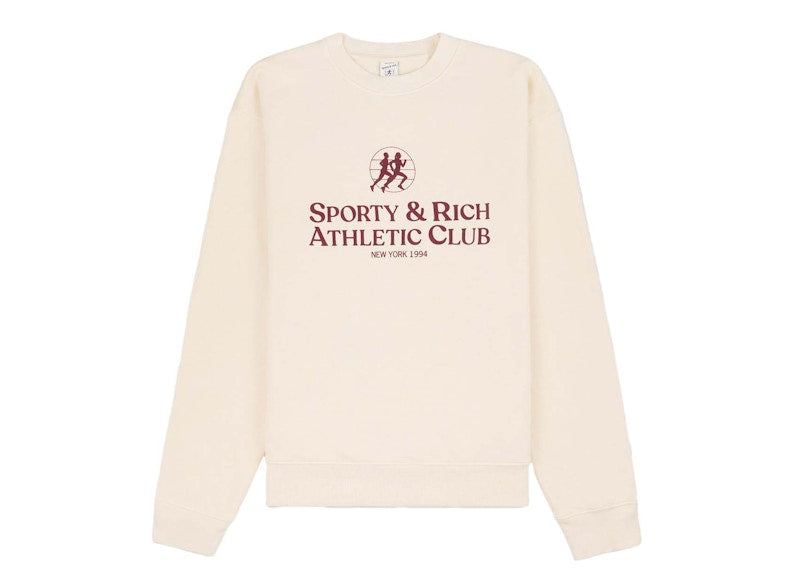 Sporty & Rich x adidas Originals S&R Athletic Club Crewneck Cream/Merlot