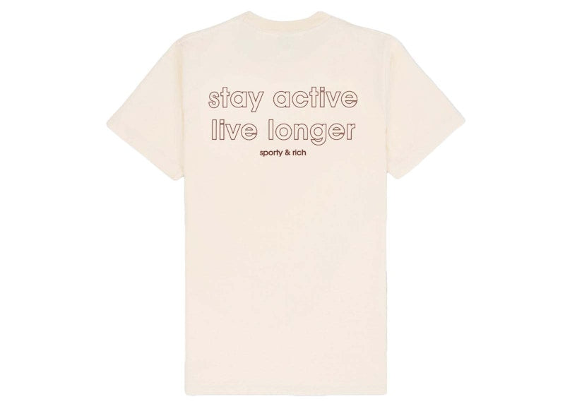 Sporty & Rich x adidas Originals Stay Active T-Shirt Cream/Merlot
