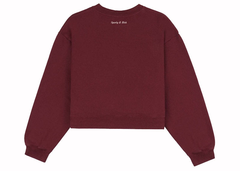 Sporty & Rich x adidas Originals Wellness Club Cropped Crewneck Merlot/Cream