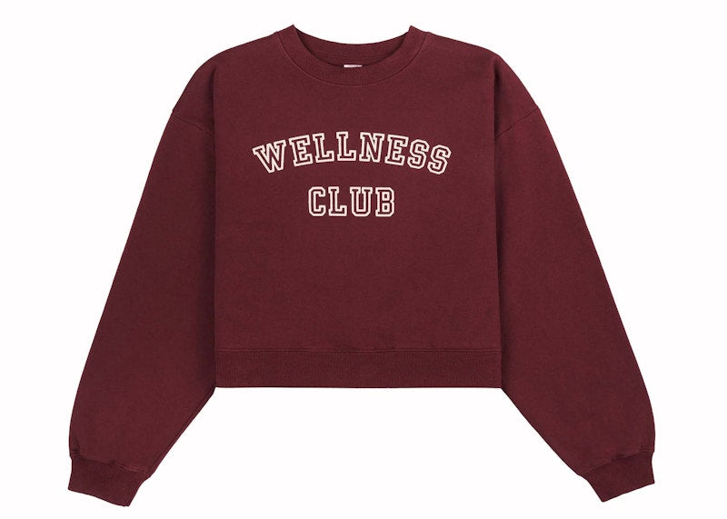 Sporty & Rich x adidas Originals Wellness Club Cropped Crewneck Merlot/Cream