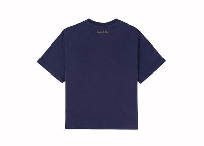 Sporty & Rich x adidas Originals Wellness Club Cropped Tee Navy/Gold