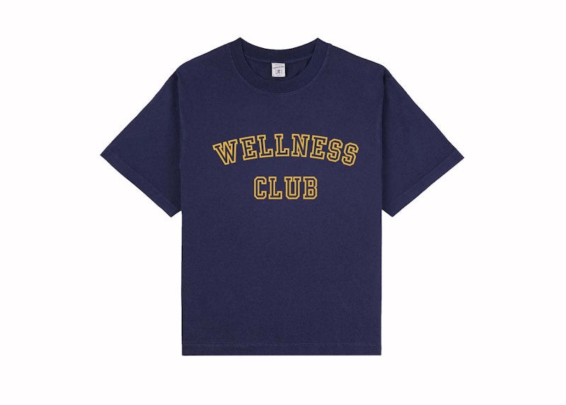 Sporty & Rich x adidas Originals Wellness Club Cropped Tee Navy/Gold