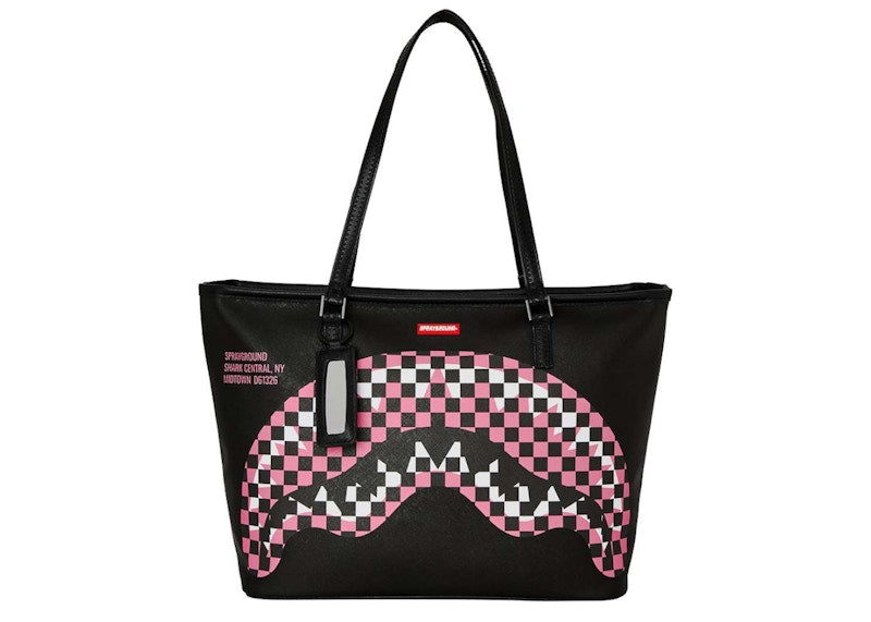 Sprayground Central Breakup Check Sorbet Tote Grey