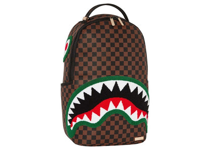 Sprayground Chenille Sip Romeo Air Italia Shark Backpack Brown