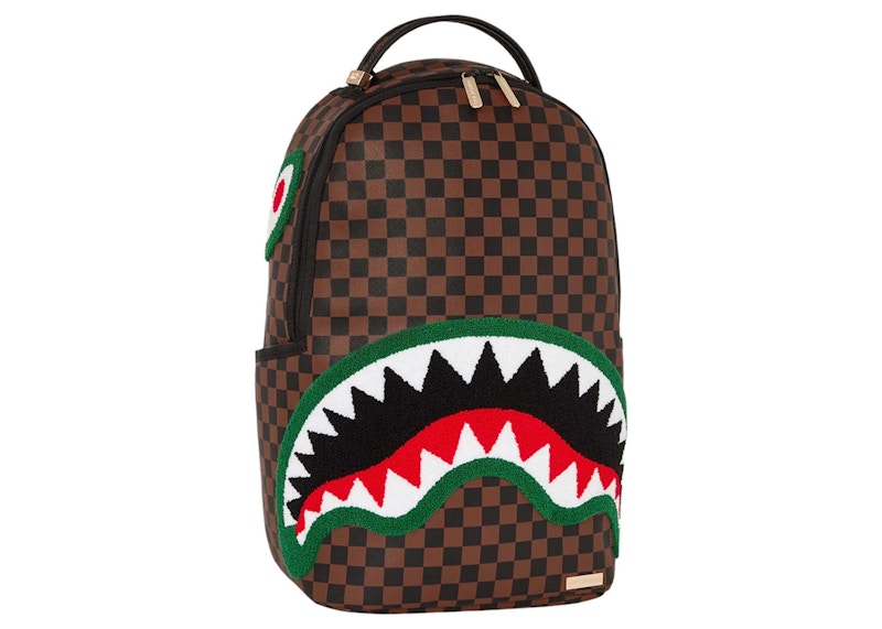 Sprayground Chenille Sip Romeo Air Italia Shark Backpack Brown
