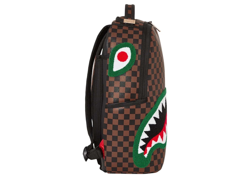 Sprayground Chenille Sip Romeo Air Italia Shark Backpack Brown