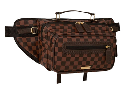 Sprayground Core Emboss Check Cargo Crossbody Crossbody Black Brown