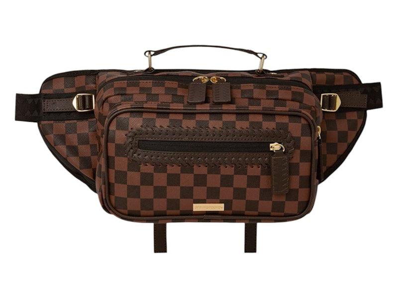 Sprayground Core Emboss Check Cargo Crossbody Crossbody Black Brown