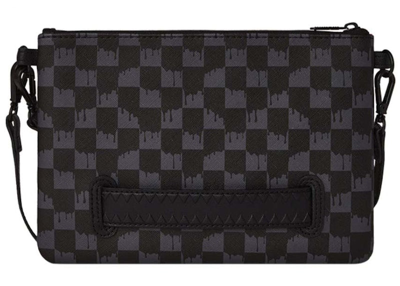 Sprayground Drip Check Shark Crossover Clutch Black/Grey Checker