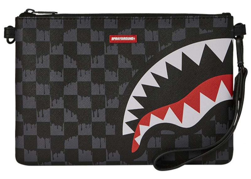 Sprayground Drip Check Shark Crossover Clutch Black/Grey Checker