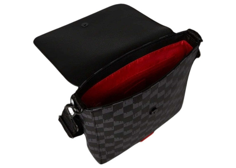 Sprayground Drip Check Shark Messenger Bag Black/Grey Checker