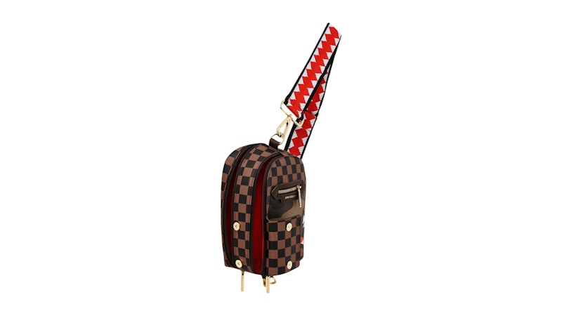Sprayground Exterior Gold Zip Pocket Sharks In Paris Backpack Sling Multicolor