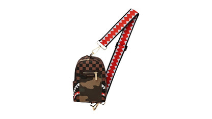 Sprayground Exterior Gold Zip Pocket Sharks In Paris Backpack Sling Multicolor