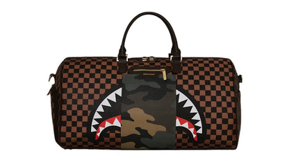 Sprayground Exterior Gold Zip Pocket Sharks In Paris Duffle Multicolor