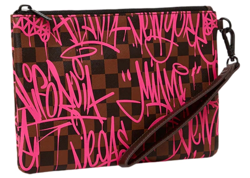 Sprayground Jetgraphix Sharks In New York Crossover Clutch Brown/Pink