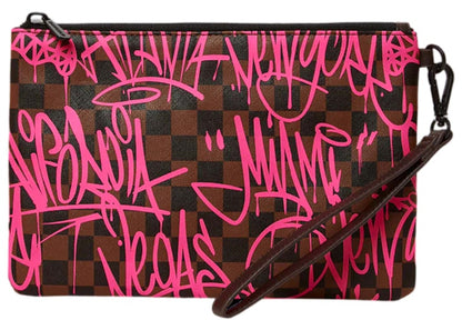 Sprayground Jetgraphix Sharks In New York Crossover Clutch Brown/Pink