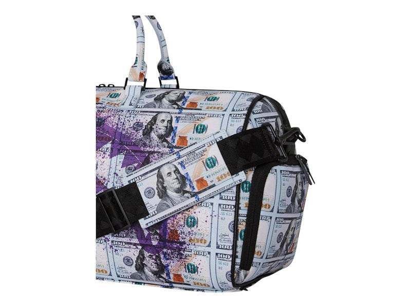 Sprayground Money Splat Duffle Duffle White Purple