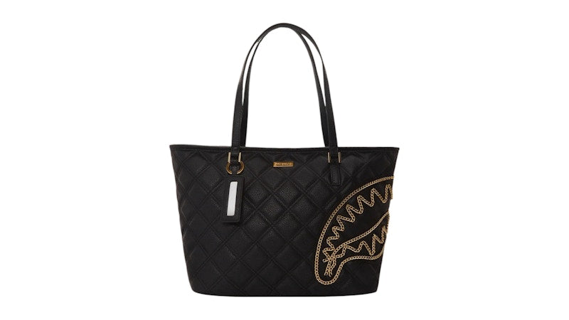 Sprayground Noir Quilt Gold Chain Shark Tote Multicolor