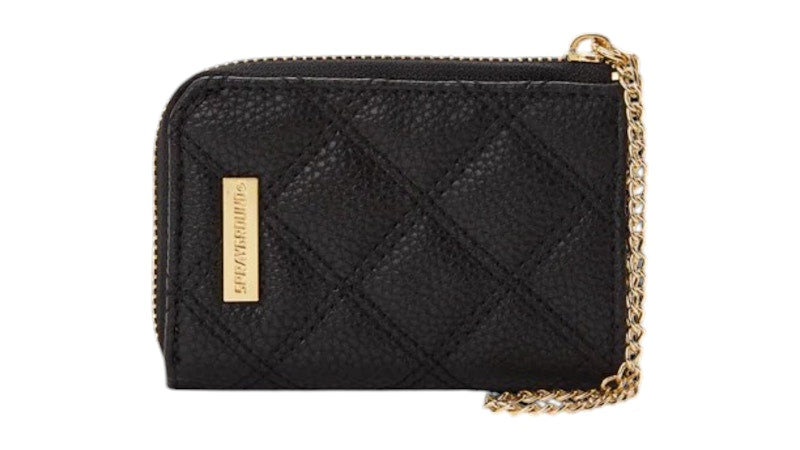 Sprayground Noir Quilt Gold Chain Shark Wallet Multicolor