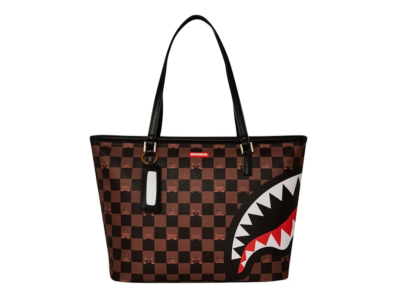 Sprayground Peeking Character Check Tote Tote Black Brown