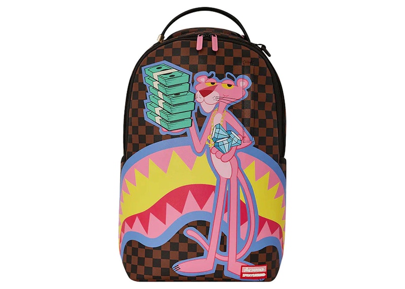 Sprayground Pink Panther Holding Money Stack Backpack Multicolor