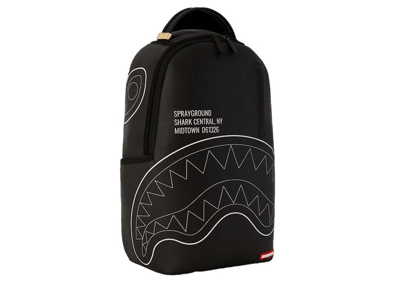 Sprayground Shark Central Black Outline DLXSV Backpack Black/White