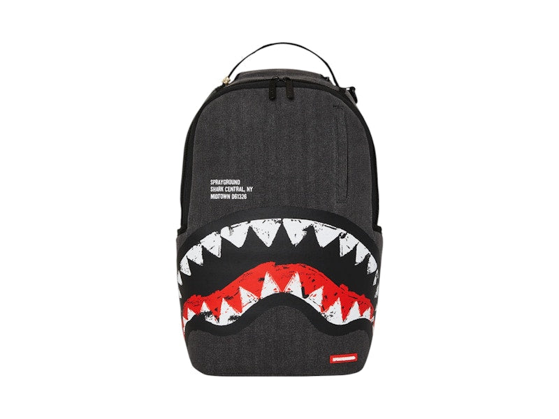 Sprayground Shark Central Denim Backpack Black